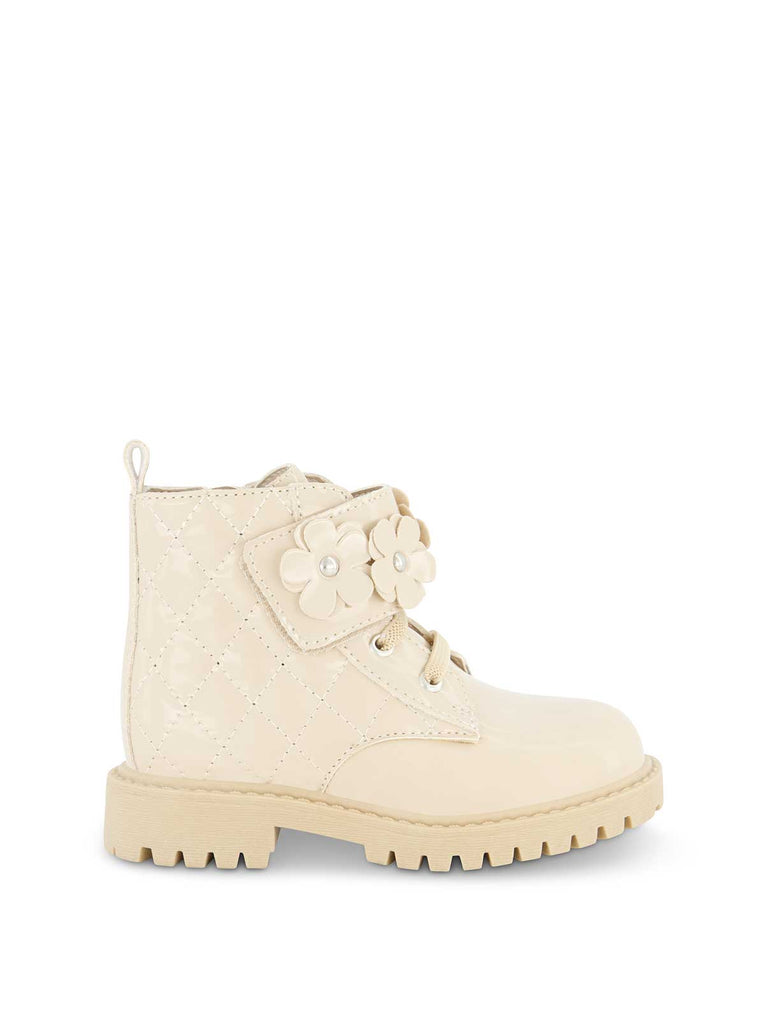 Toddler Daria Flower Moto Boot in Sand