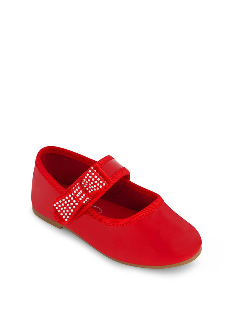 Toddler Amy Crystal Bow Ballet Flat in Red