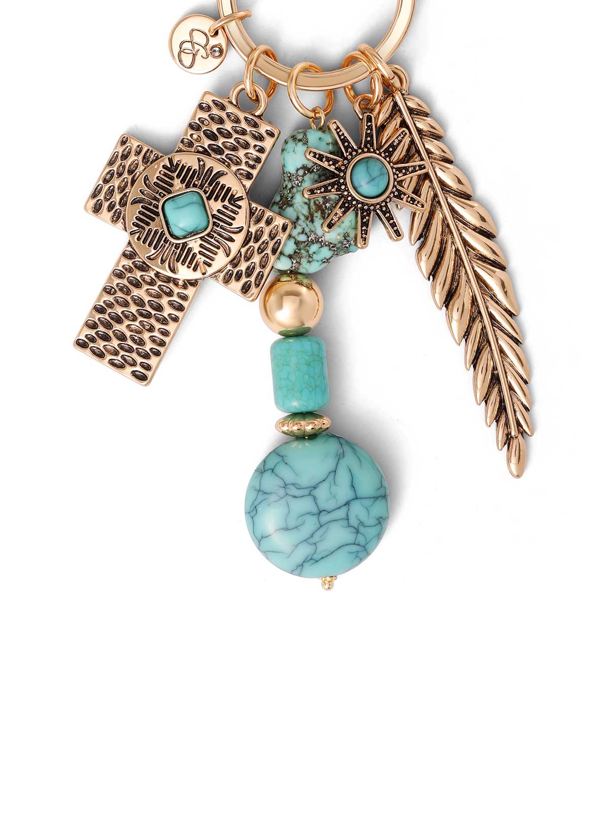 Turquoise Gold Charms Keychain