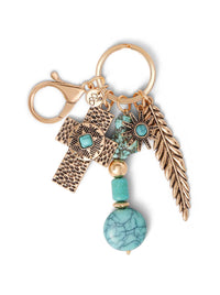 Turquoise Gold Charms Keychain