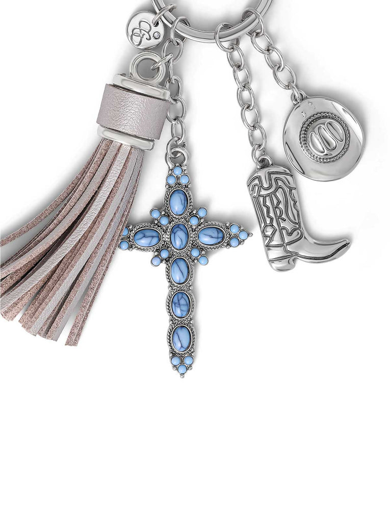 Turquoise Silver Charms Keychain