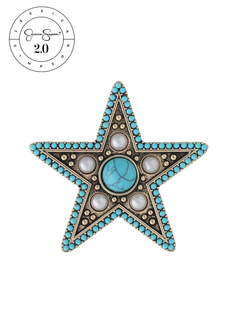 Jessica Simpson 2.0 Turquoise Imperial Star Brooch