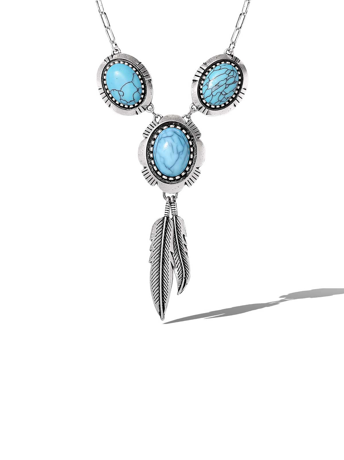 Boho Turquoise Feather Pendant Necklace – Jessica Simpson