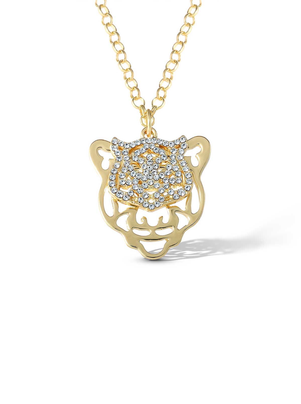 Men's Sand Gold Simulation 24k Gold Plated Non Fading Natal Zodiac Tiger  Head Pendant Necklace Birthday