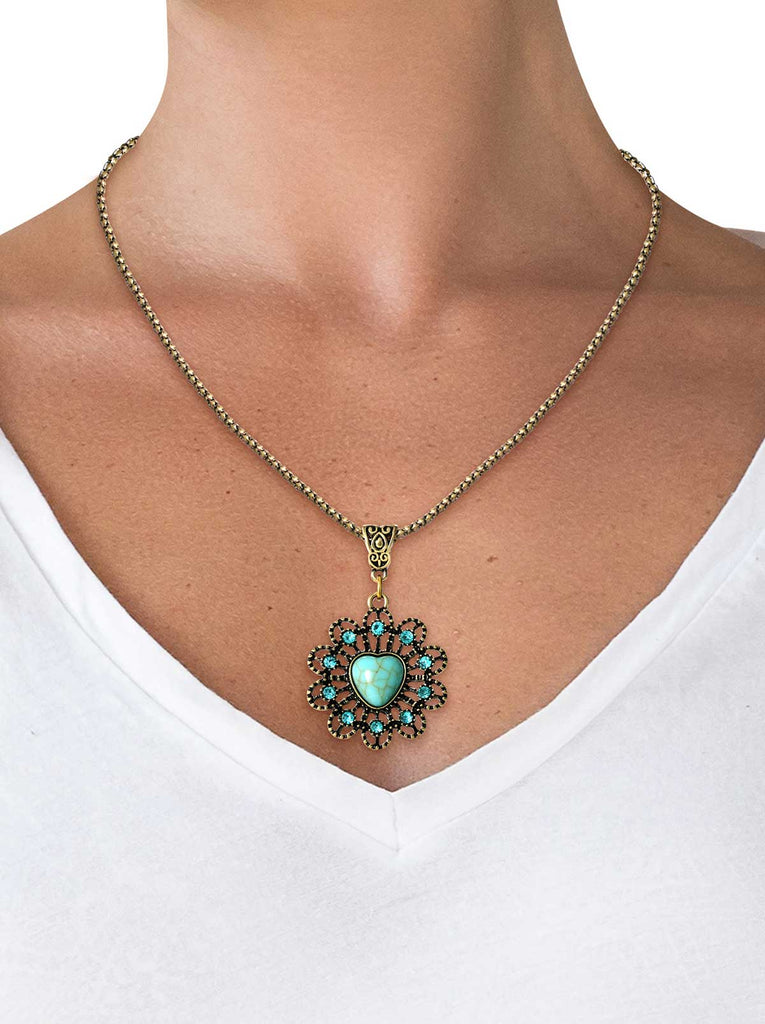 Turquoise Stone Ornate Necklace