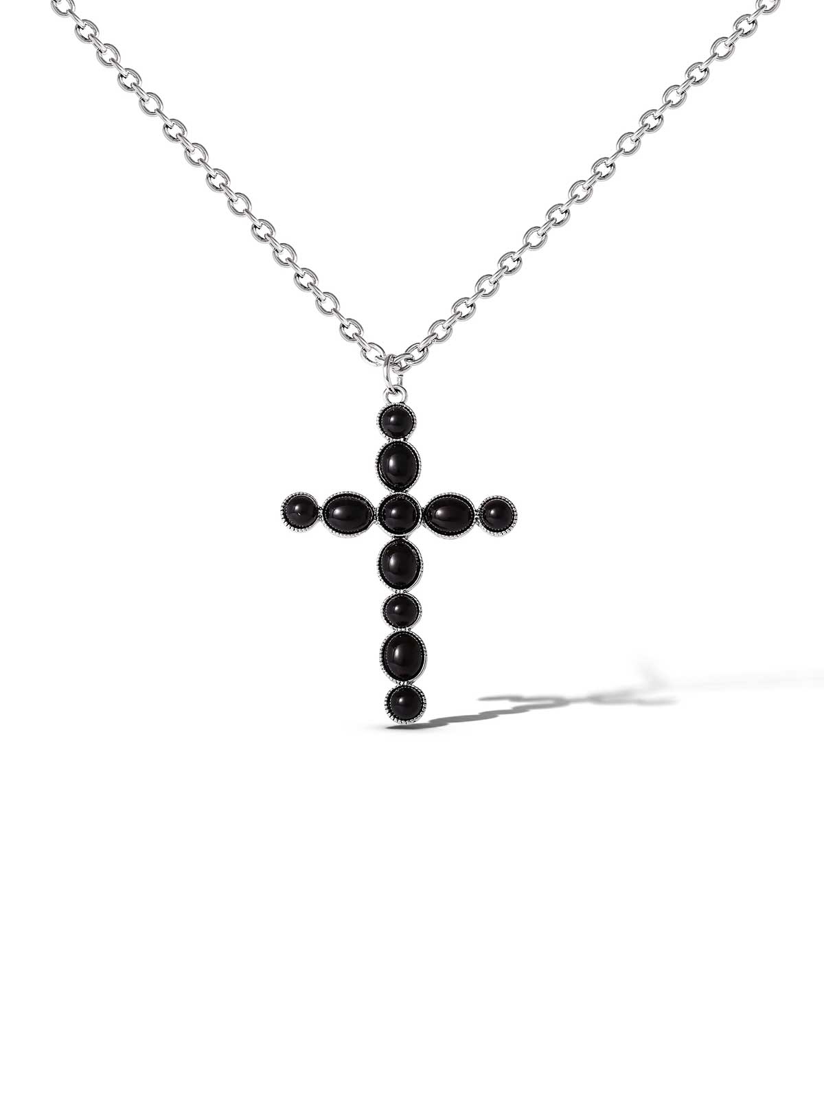 Black Acrylic Cross Necklace