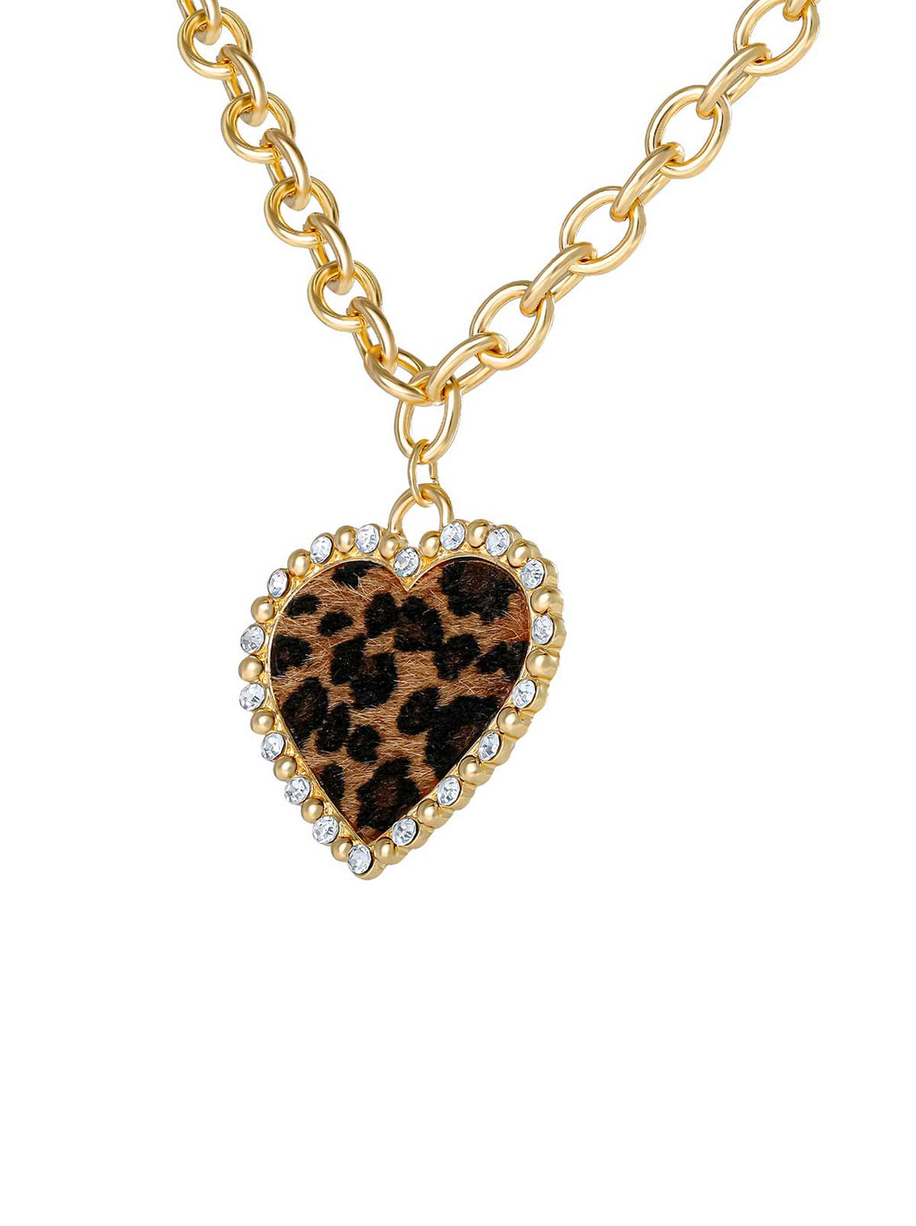 Cheetah Heart Crystal Necklace