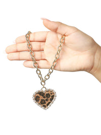 Cheetah Heart Crystal Necklace