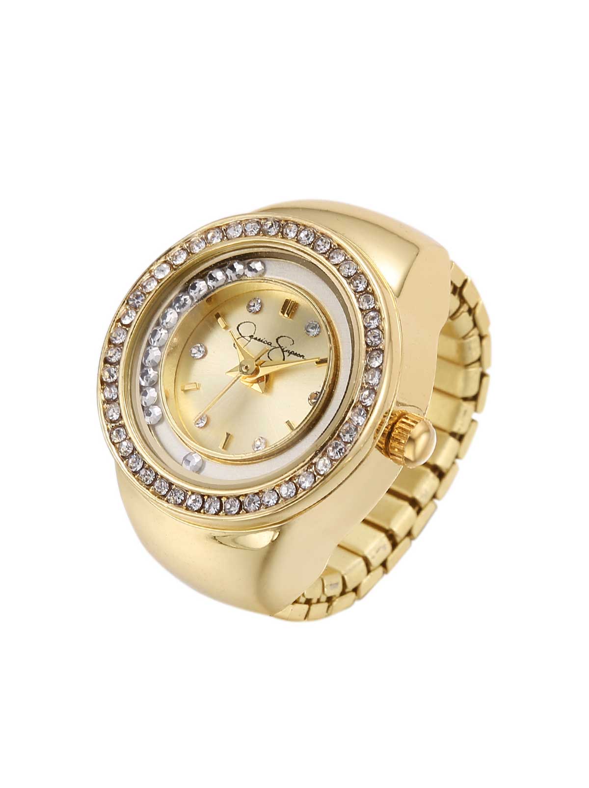 Floating Crystal Ring Watch in Gold