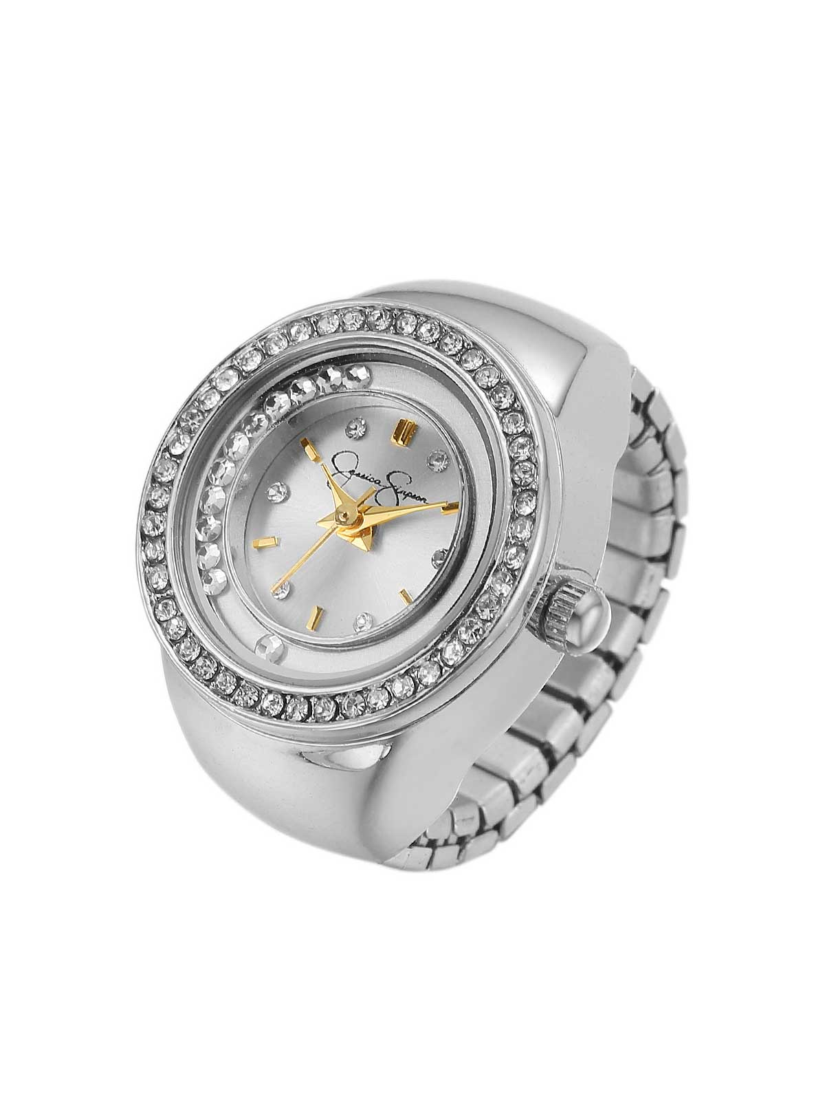 Floating Crystal Ring Watch in Silver