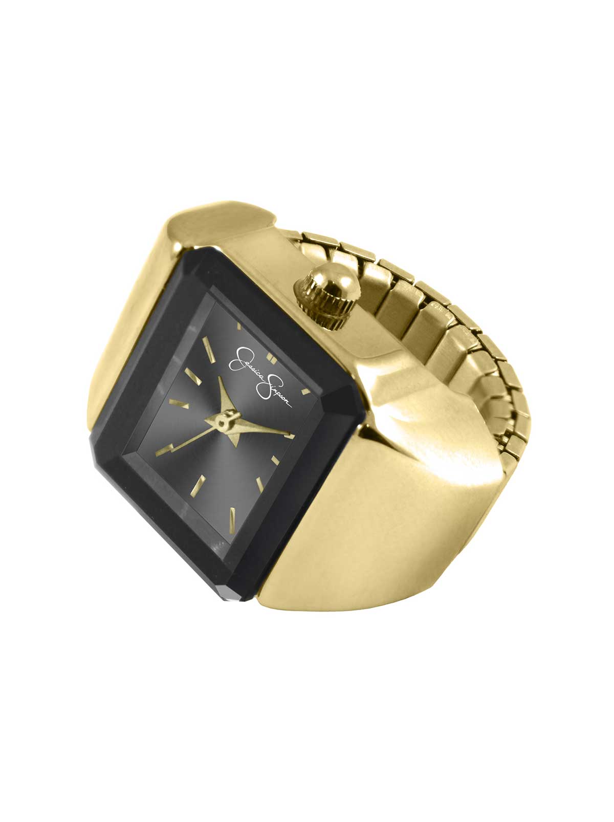 Geometric Ring Watch in Gold & Black