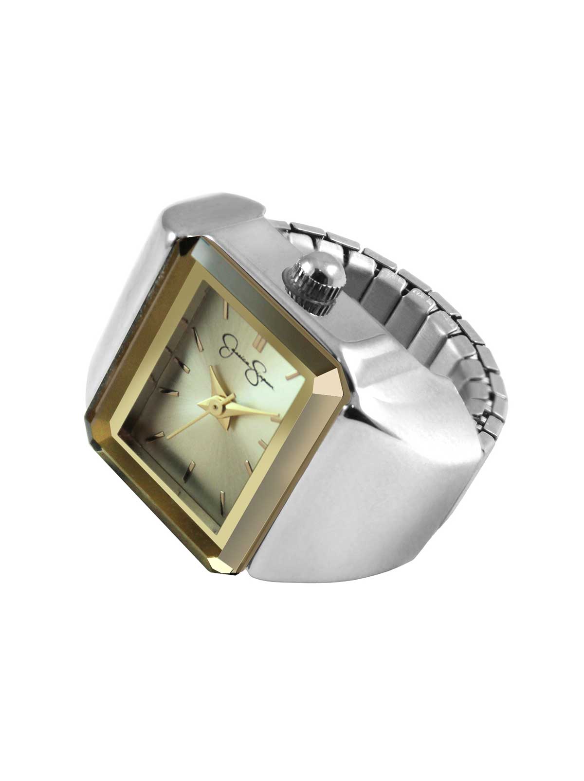 Geometric Ring Watch in Silver & Gold