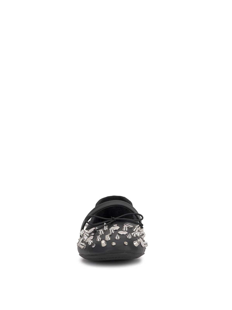 Azalina Mary Jane Flat in Black Studded