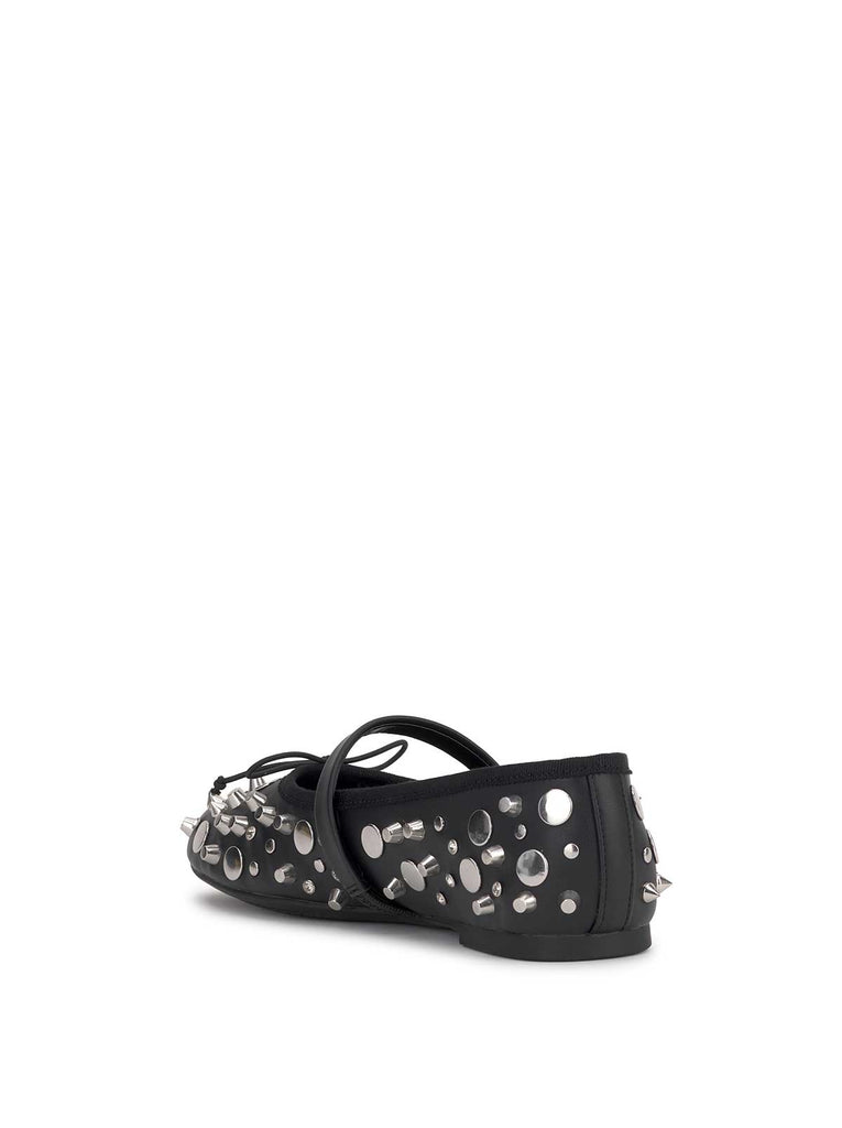 Azalina Mary Jane Flat in Black Studded