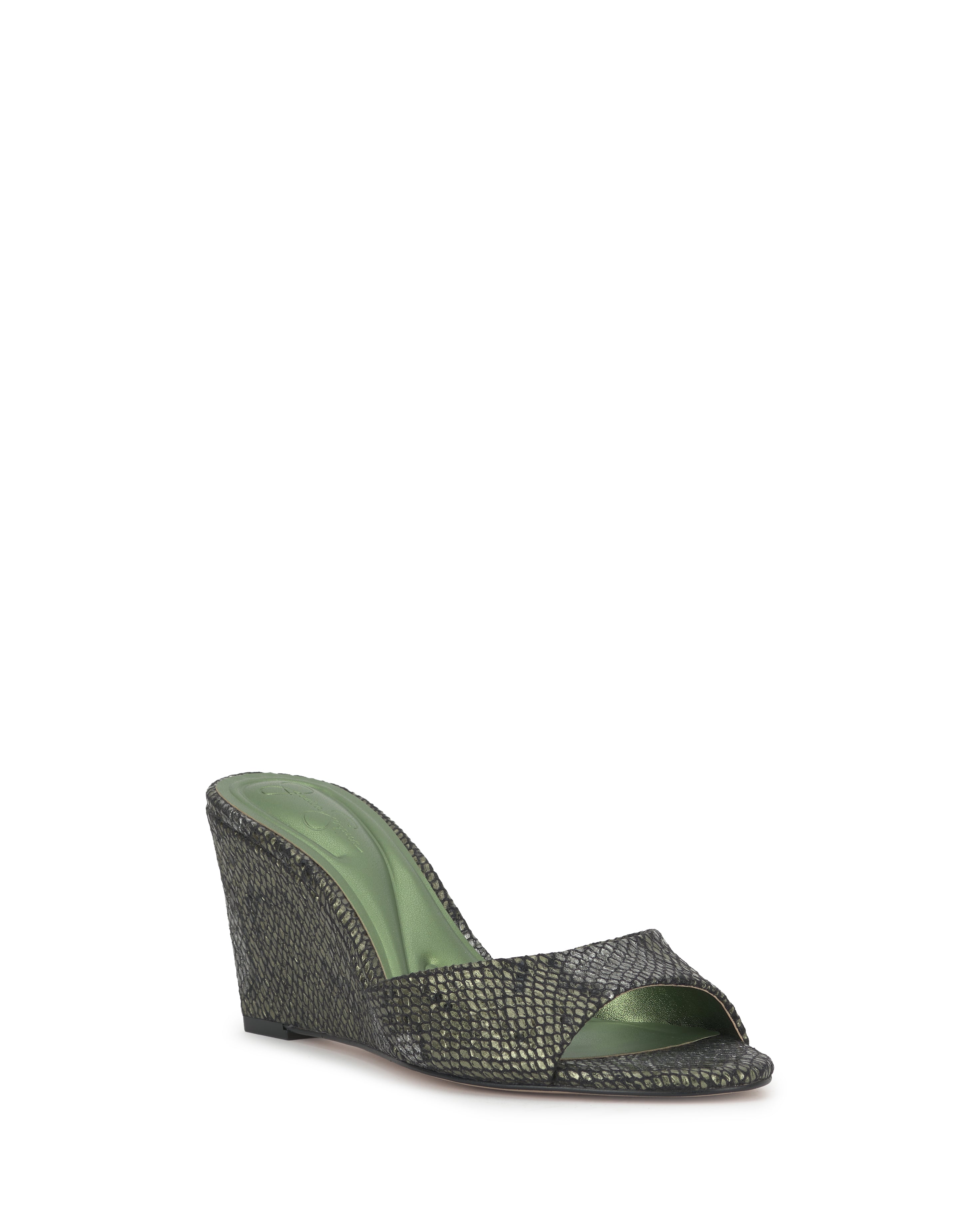 Bolir Wedge in Light Green Snake