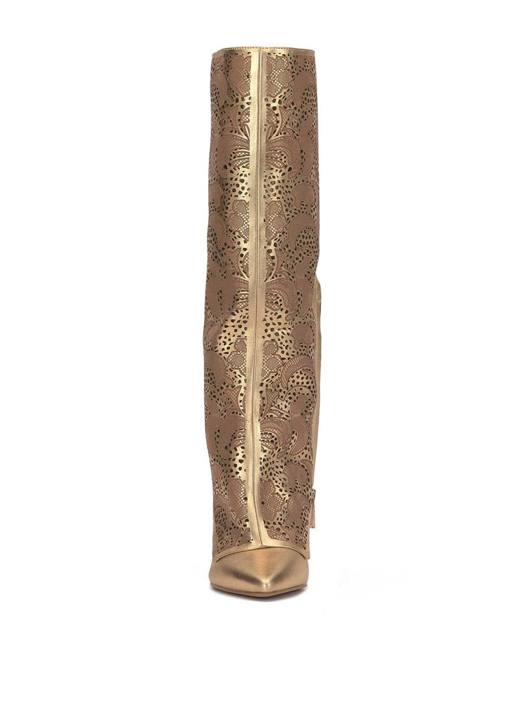 Brykia Knee High Boot in Gold