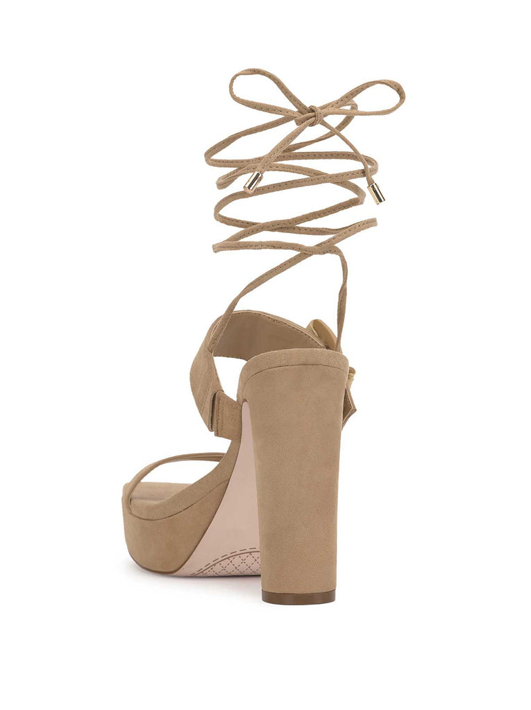 Caelia Ankle Lace Up Platform Sandal in Almond