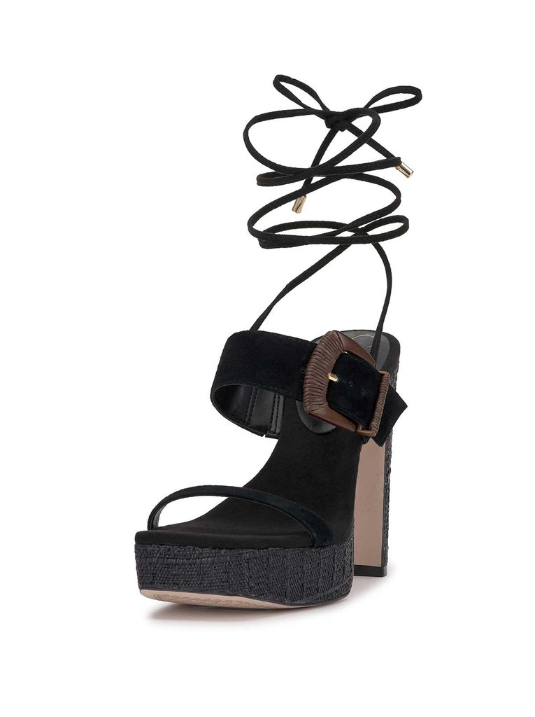 Caelia Ankle Lace Up Platform Sandal in Black