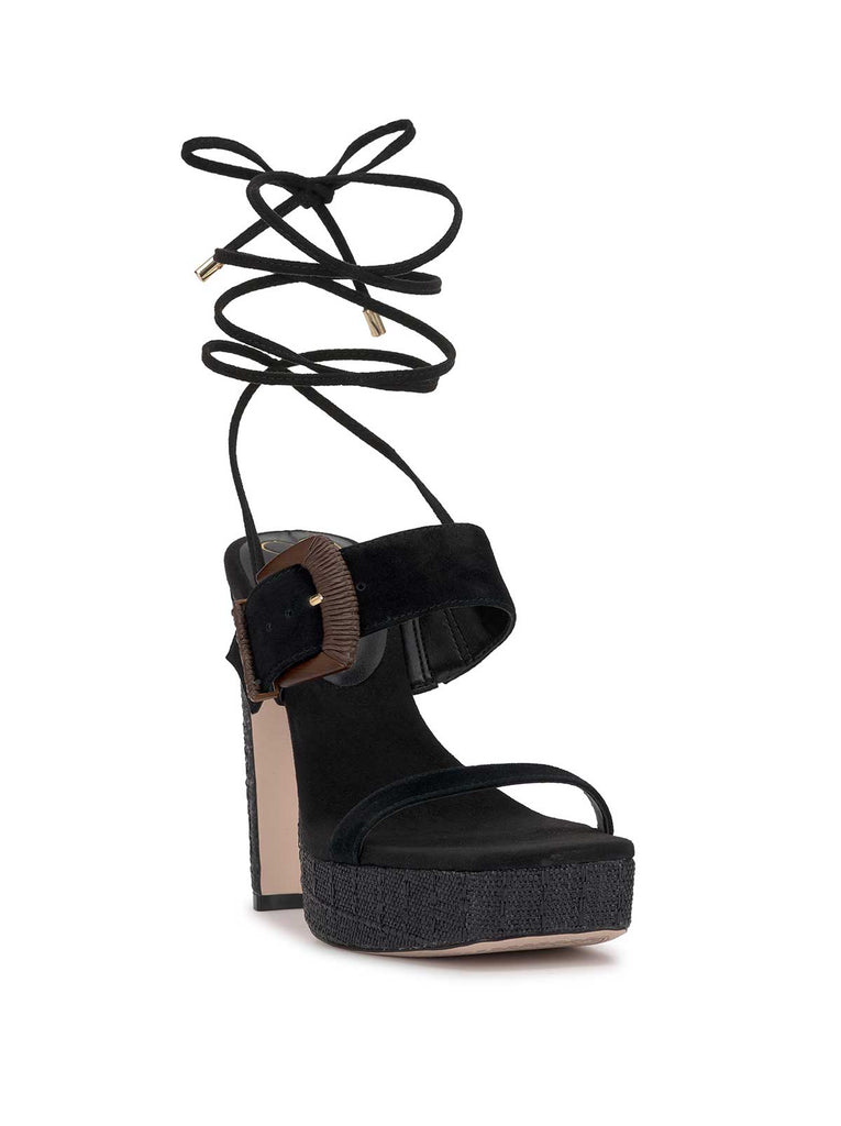 Caelia Ankle Lace Up Platform Sandal in Black