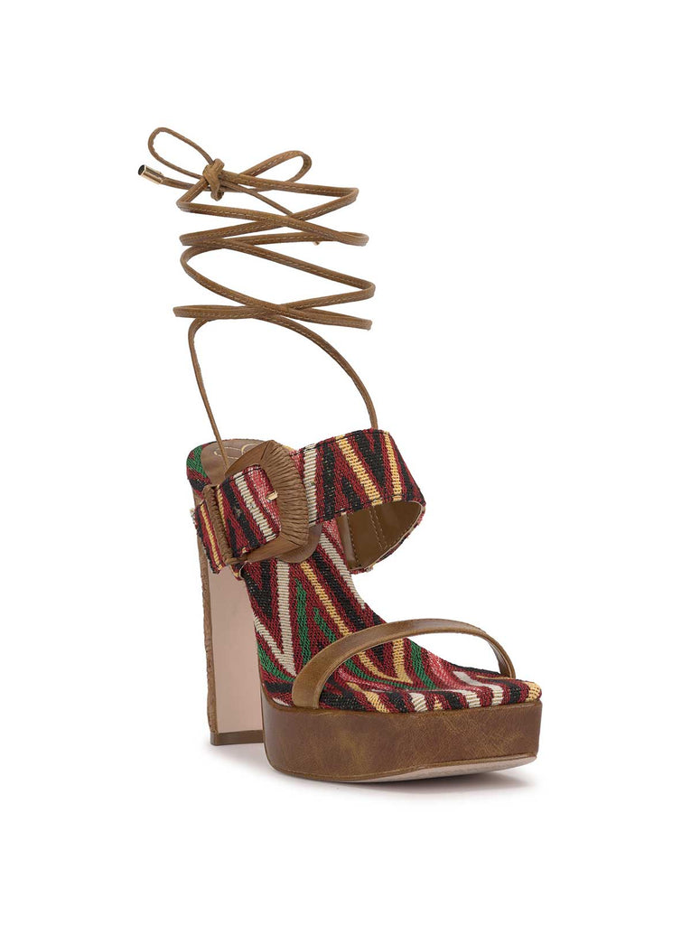 Caelia Ankle Lace Up Platform Sandal in Brown Multi
