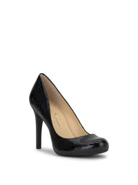Calie Pump in Metallic Black Snake