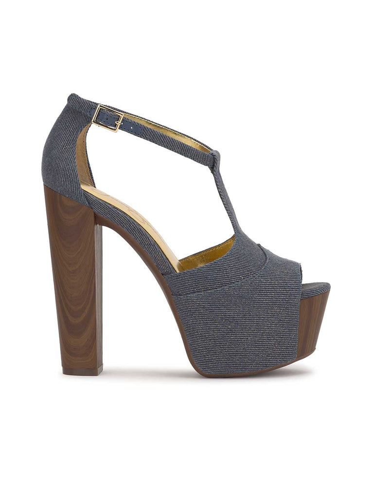 Dany T-strap Platform Sandal in Denim