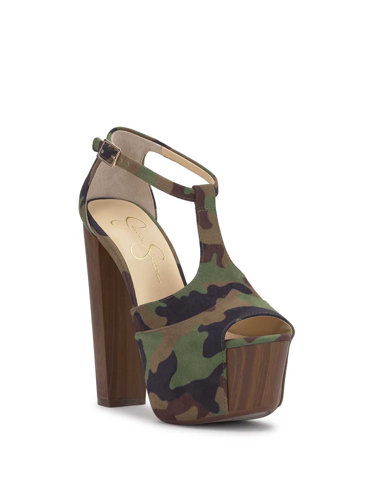 Dany T-Strap Platform Sandal in Forest Camo