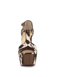 Dany T-Strap Platform Sandal in Cow Print