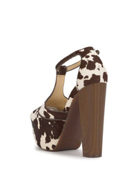 Dany T-Strap Platform Sandal in Cow Print