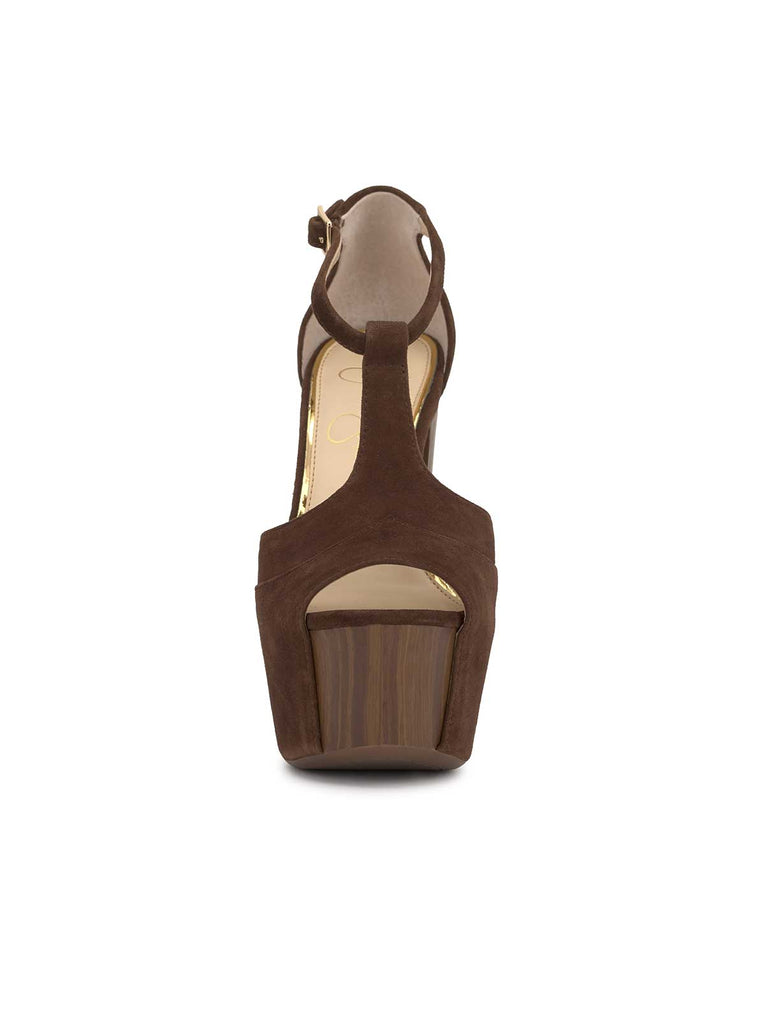 Dany T-strap Platform Sandal in Walnut