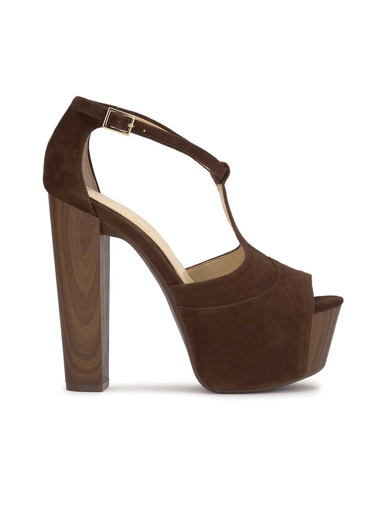 Dany T-strap Platform Sandal in Walnut