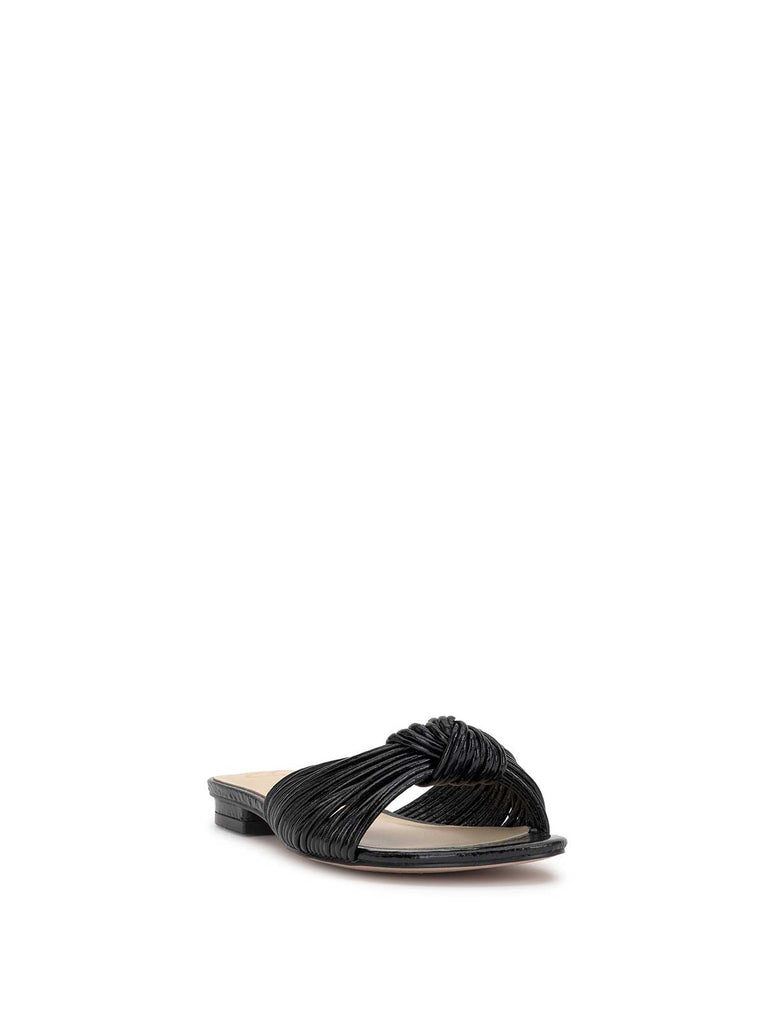 Dydra Knotted Flat Sandal in Black