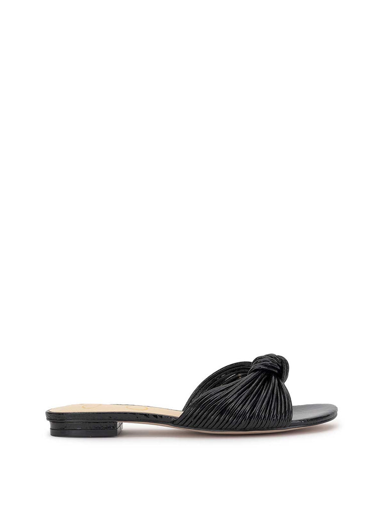 Dydra Knotted Flat Sandal in Black
