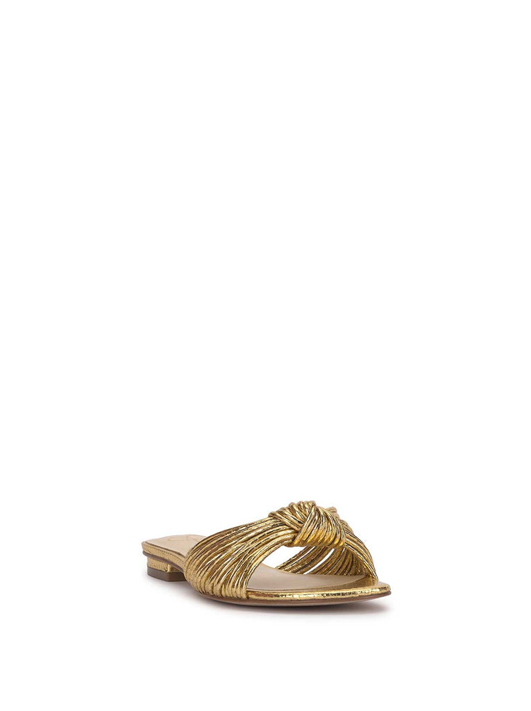 Dydra Knotted Flat Sandal in Gold