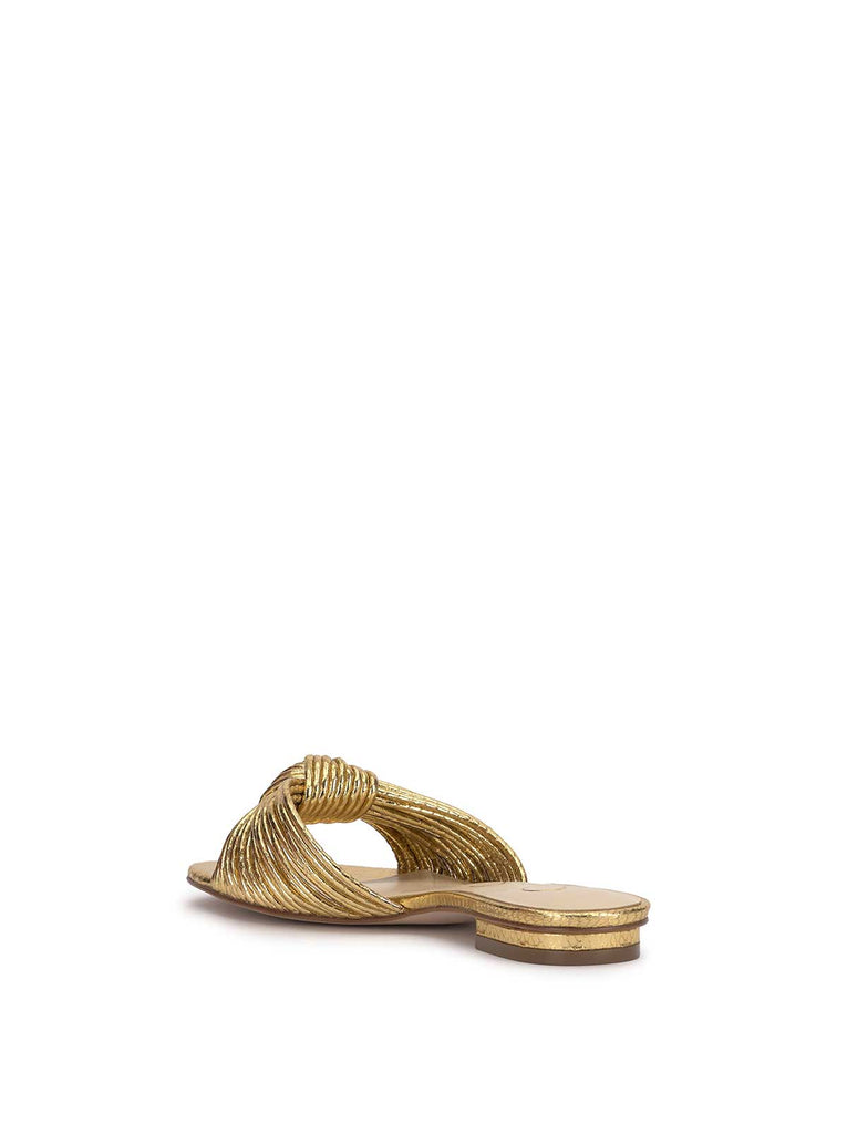 Dydra Knotted Flat Sandal in Gold
