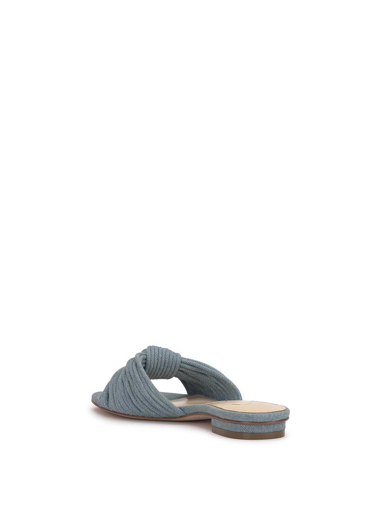 Dydra Knotted Flat Sandal in Denim
