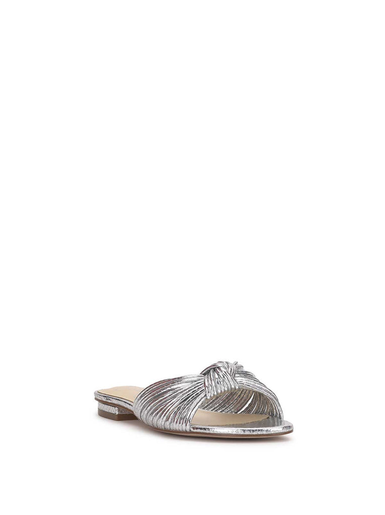 Dydra Knotted Flat Sandal in Silver
