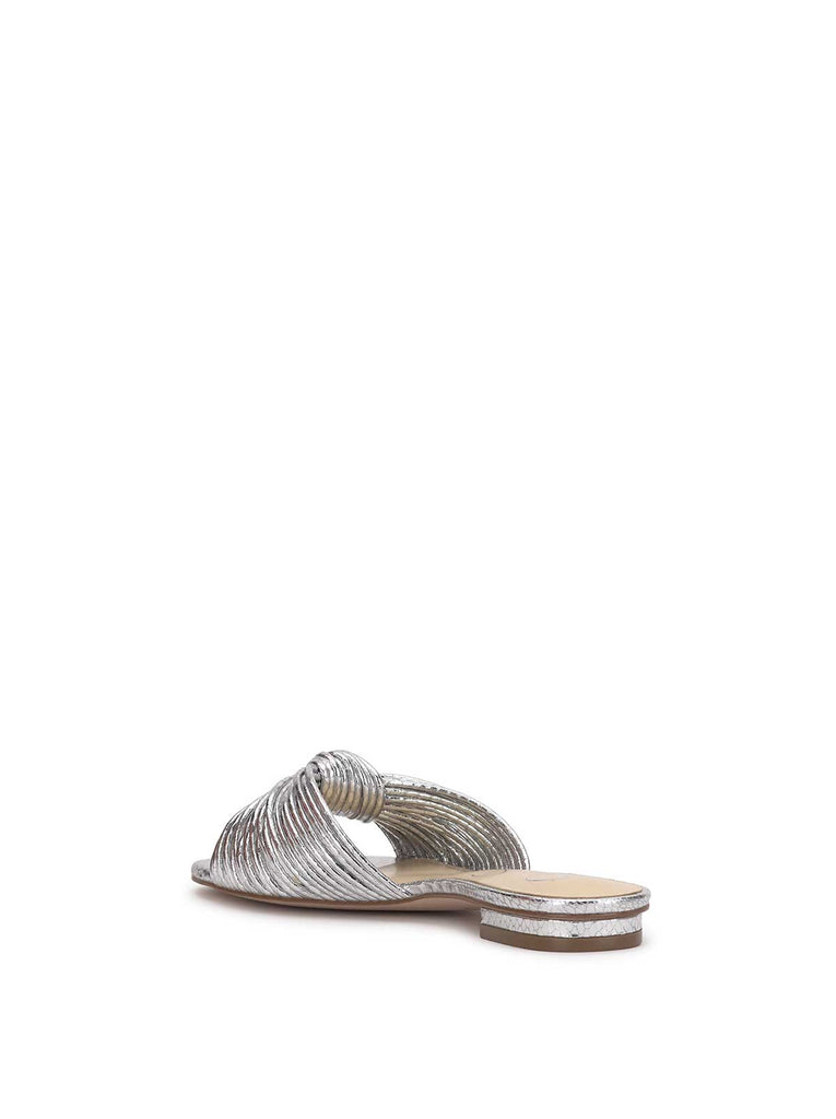 Dydra Knotted Flat Sandal in Silver