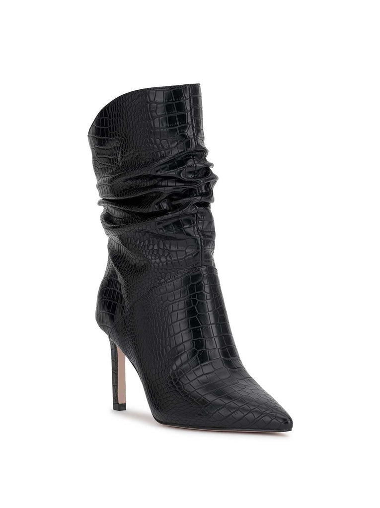 Elisti Scrunch Bootie in Black Croc