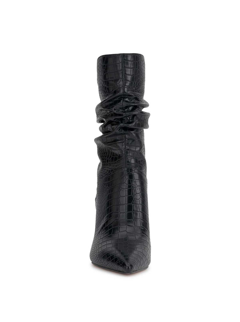 Elisti Scrunch Bootie in Black Croc