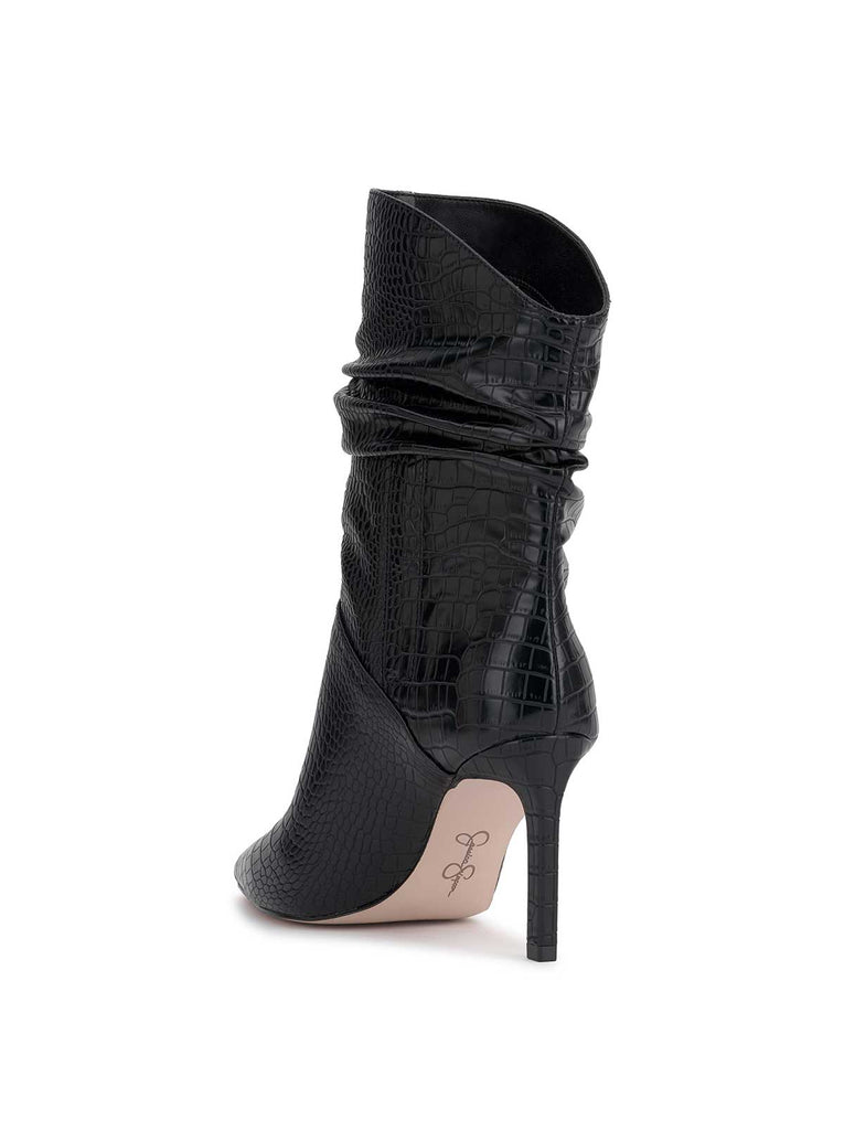 Elisti Scrunch Bootie in Black Croc