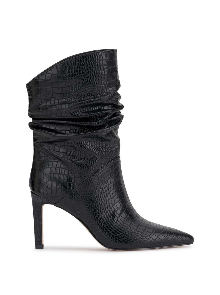 Elisti Scrunch Bootie in Black Croc