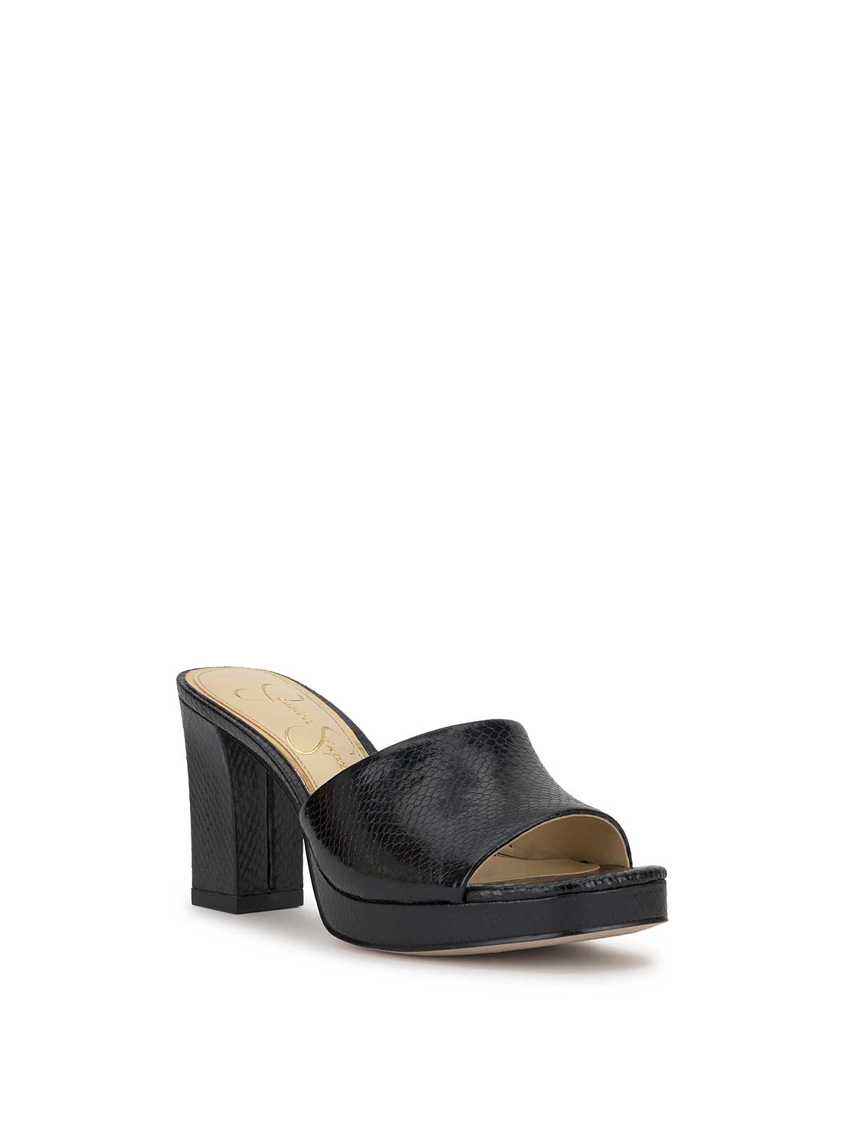 Elyzza High Heel Slide in Black Snake – Jessica Simpson