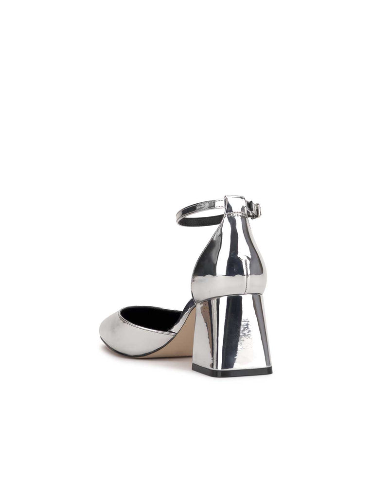 Fulian Block Heel Pump in Silver