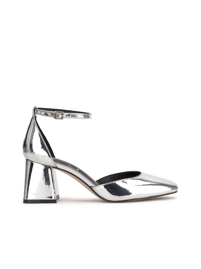 Fulian Block Heel Pump in Silver