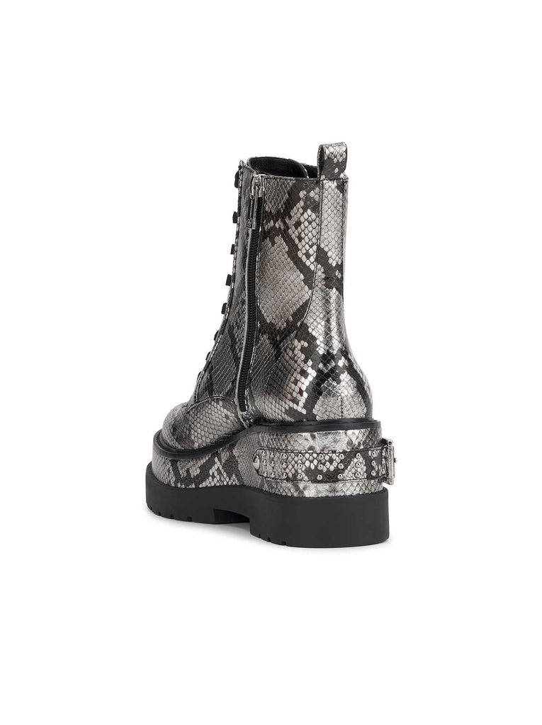 Imelda Combat Boot in Chrome Snake