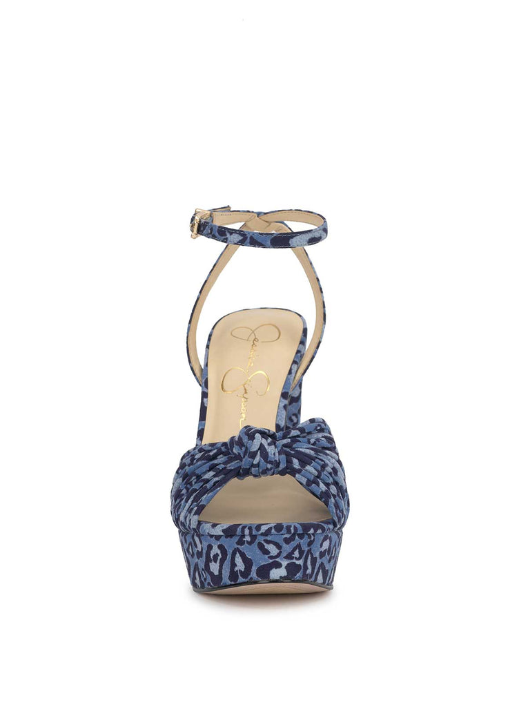 Immie Platform Sandal in Blue Leopard
