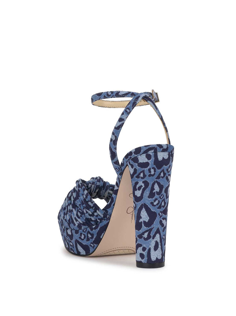 Immie Platform Sandal in Blue Leopard