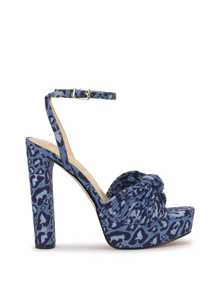 Immie Platform Sandal in Blue Leopard