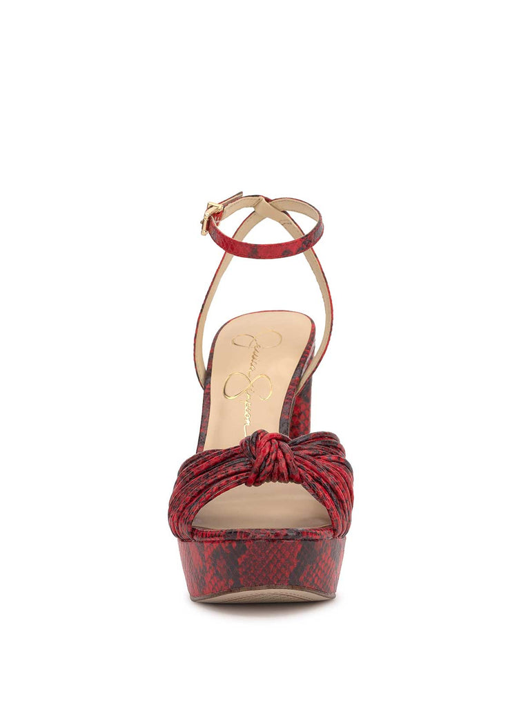 Immie Platform Sandal in Red Snake